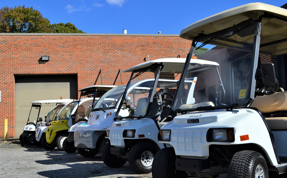 line of golf cars