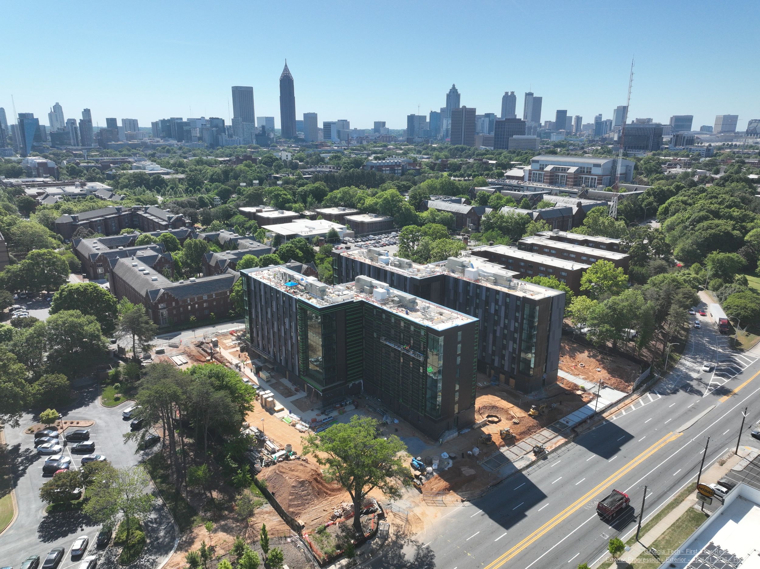 Aerial image of the new Bud and Val Peterson Residence Hall