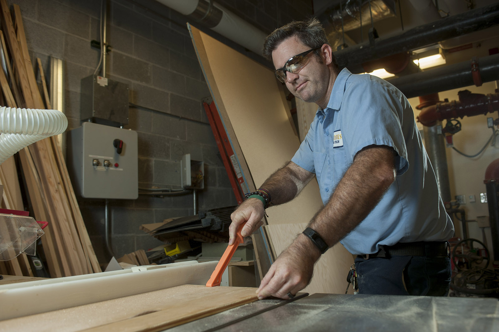 Jack Davis, carpenter, works in the MS&amp;E Building