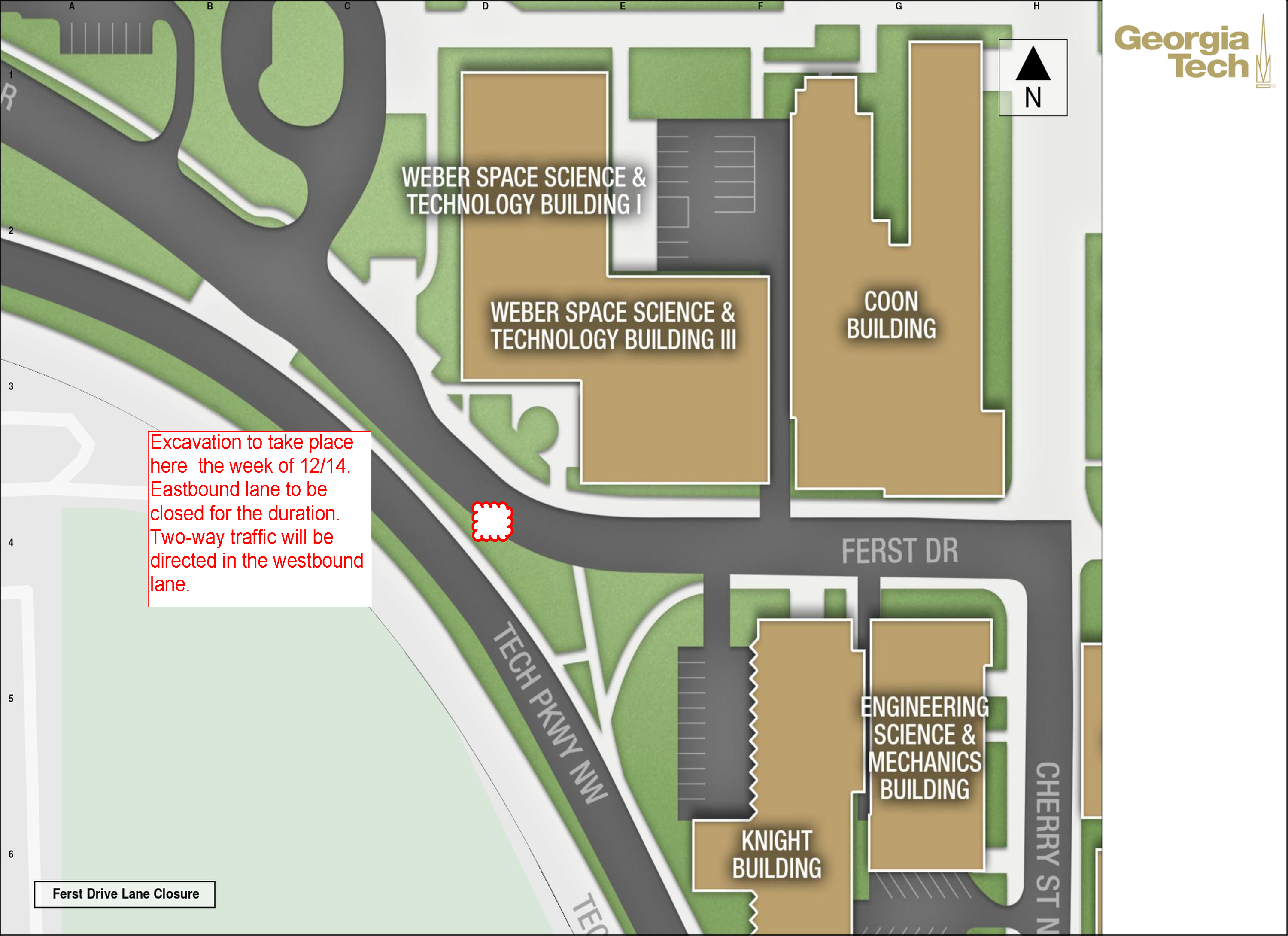 pic of map of location for excavation of water main ferst drive