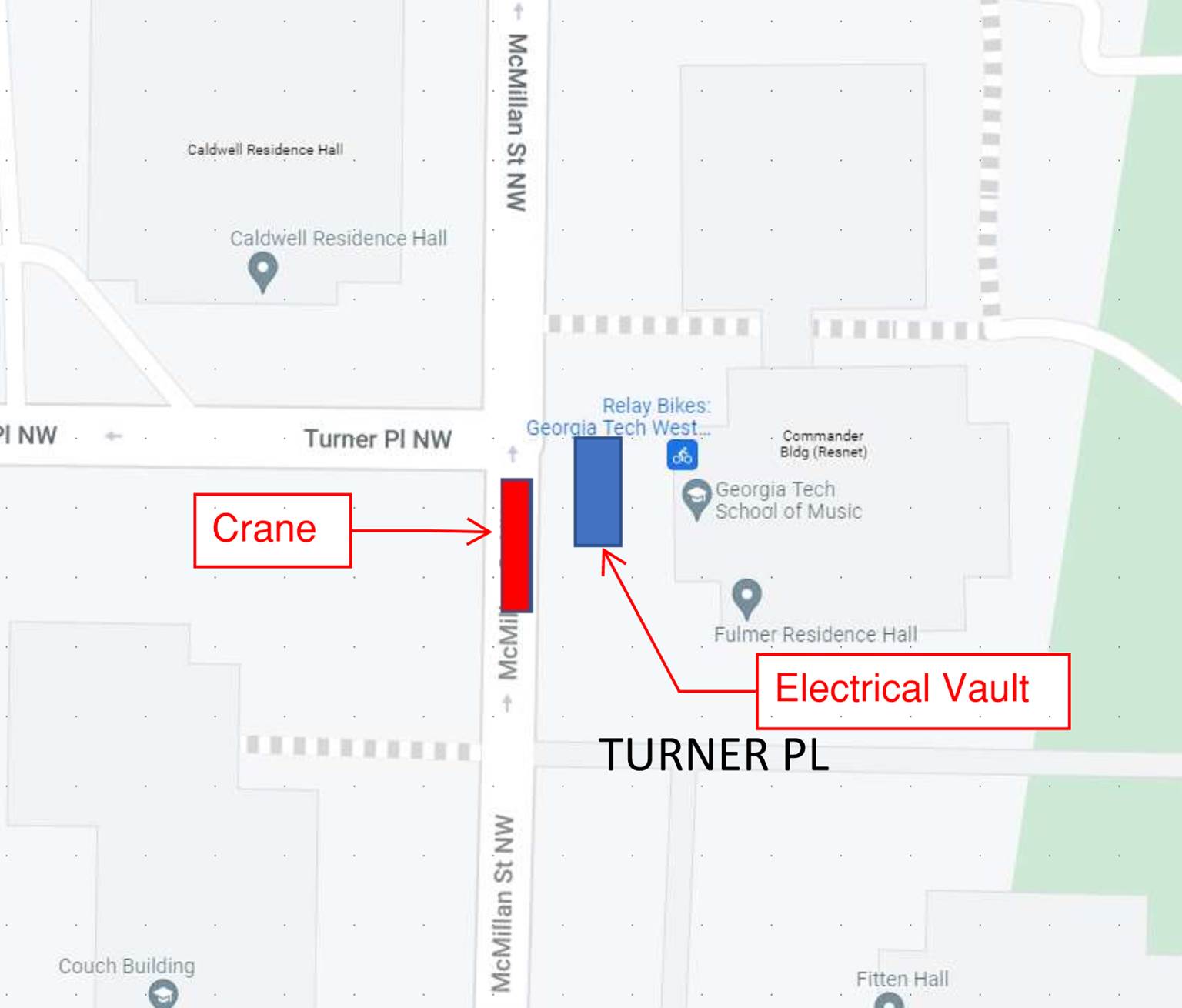 map of road closures for McMillan Street Project