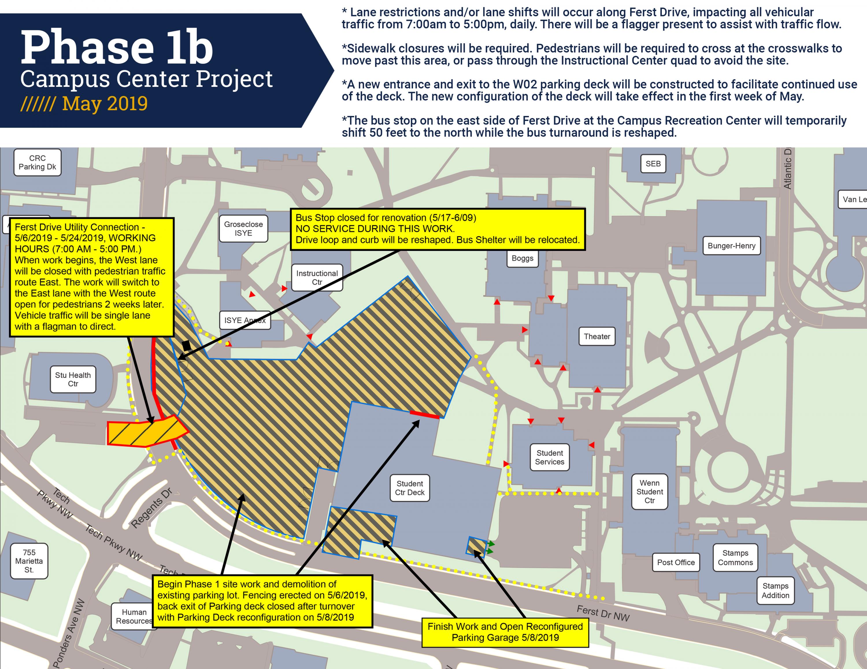 Campus Center Project - Phase 1B - May 2019 Map