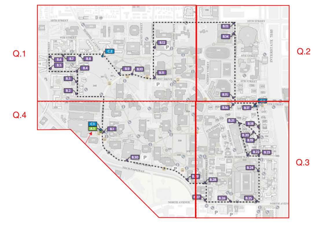 image of plan for improving pi mile markers throughout campus.