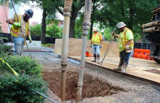 Construction work at Harrison Square