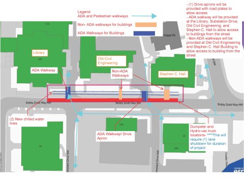 Chilled Water System Improvements Along Bobby Dodd May - August 2024