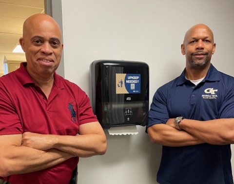 Associate Vice President for Services Tommy Little (left) and Associate Director of Building Services Stan Smith.