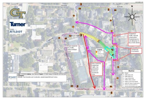 East Campus Streetscape 4th Street and Techwood Detour